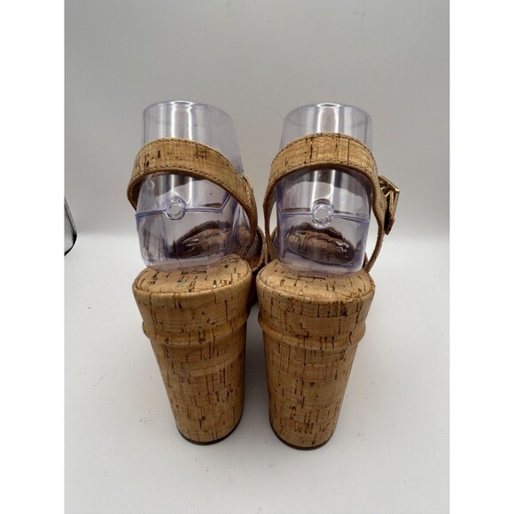 Korks Bardot II Women's Platform Comfort Wedge Natural Cork Tan Sandals Size 8 - Picture 6 of 8